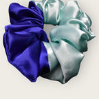 Luxe Satijnen Scrunchie – Zacht voor je Haar, Sterk in Stijl – Blue/Mint