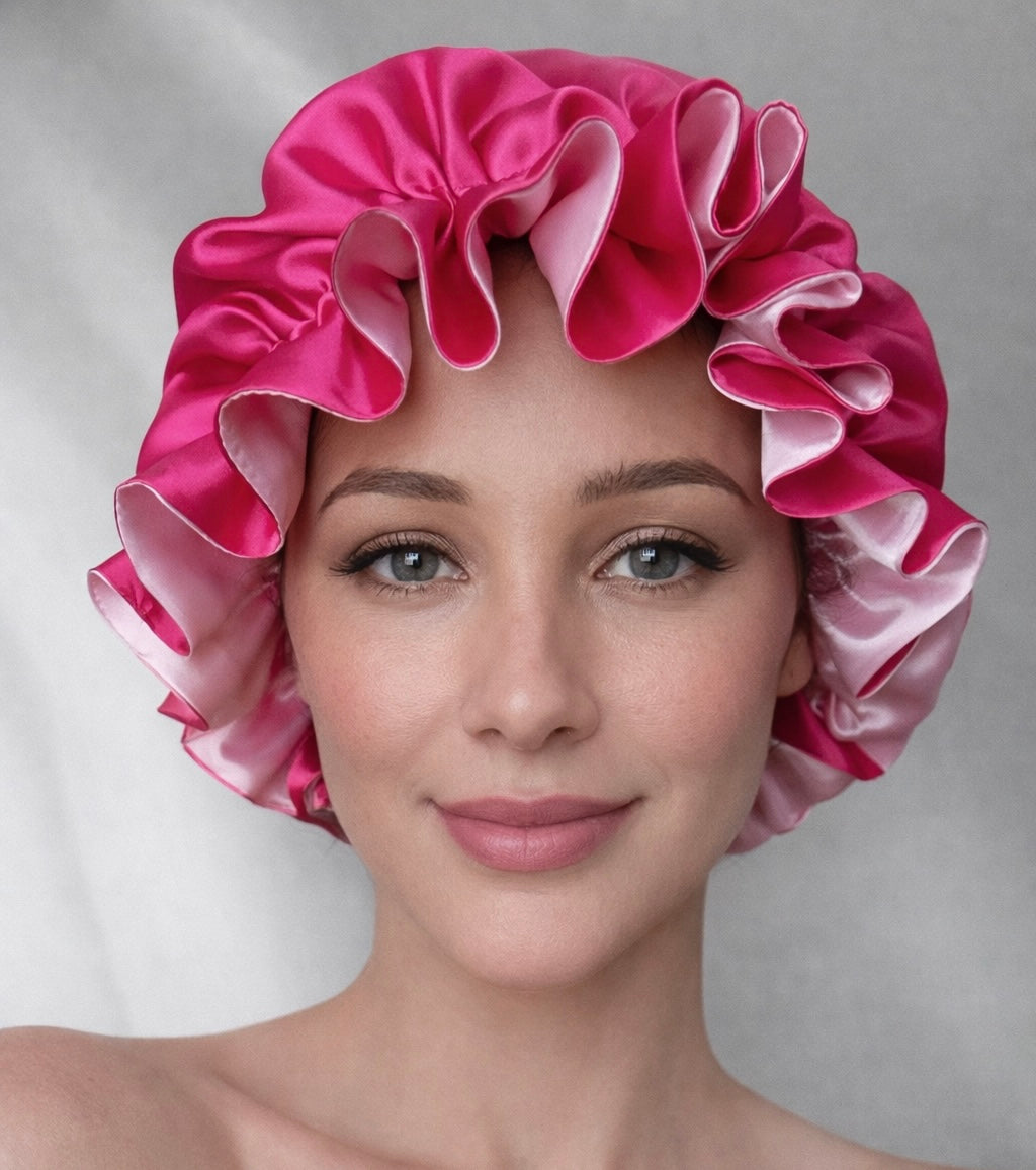Dubbelzijdige Satijnen Bonnet – Pink Pop | Luxe bescherming voor je haar