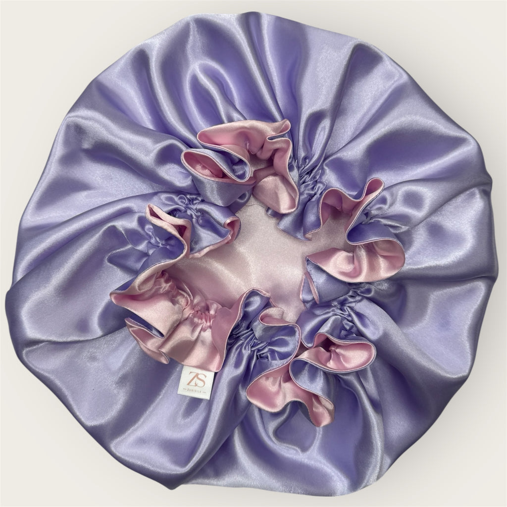 Dubbelzijdige Satijnen Bonnet - Lilac Blush | Luxe bescherming voor je haar