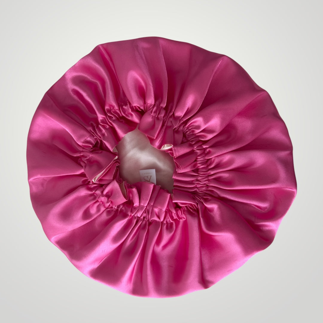 Dubbelzijdige Satijnen Meisjes Bonnet - Pink Cream | Zacht & Beschermend voor Kinderhaar