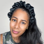 Satin Ruffle Headband – Midnight Black