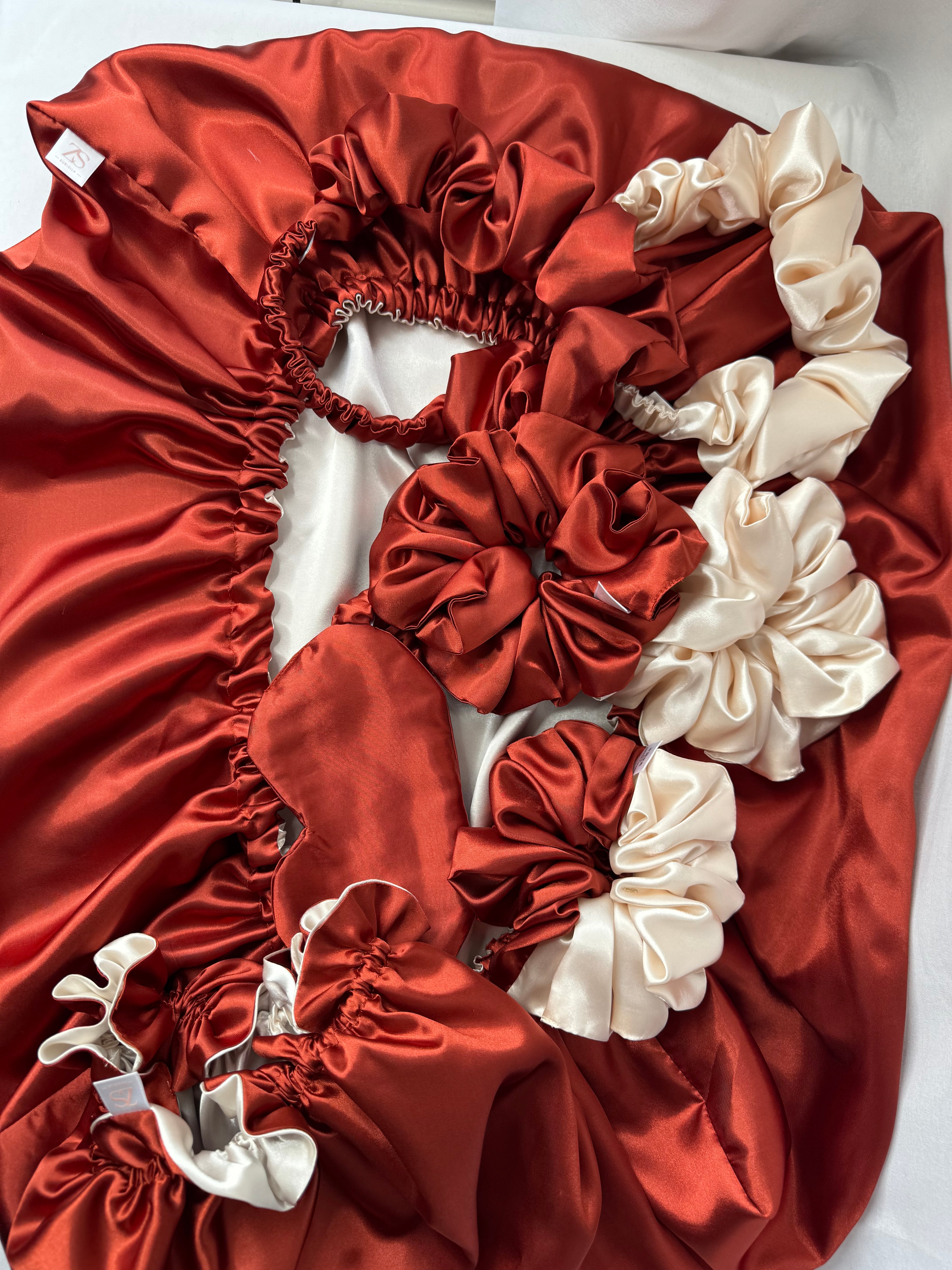 Zurisilk Luxury Sleep Set – Complete Satijnen Verzorging voor Haar & Huid | Roest