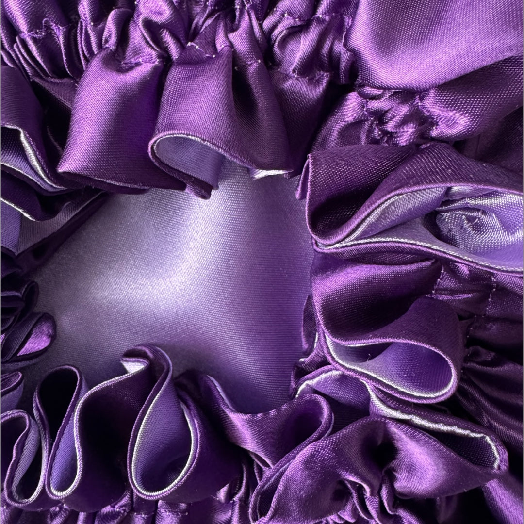 Dubbelzijdige Satijnen Meisjes Bonnet – Royal Purple | Zacht & Beschermend voor Kinderhaar