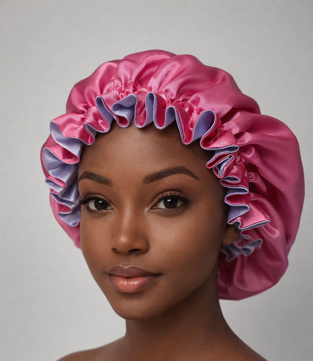 Dubbelzijdige Satijnen Bonnet - Pink Lilac | Luxe bescherming voor je haar