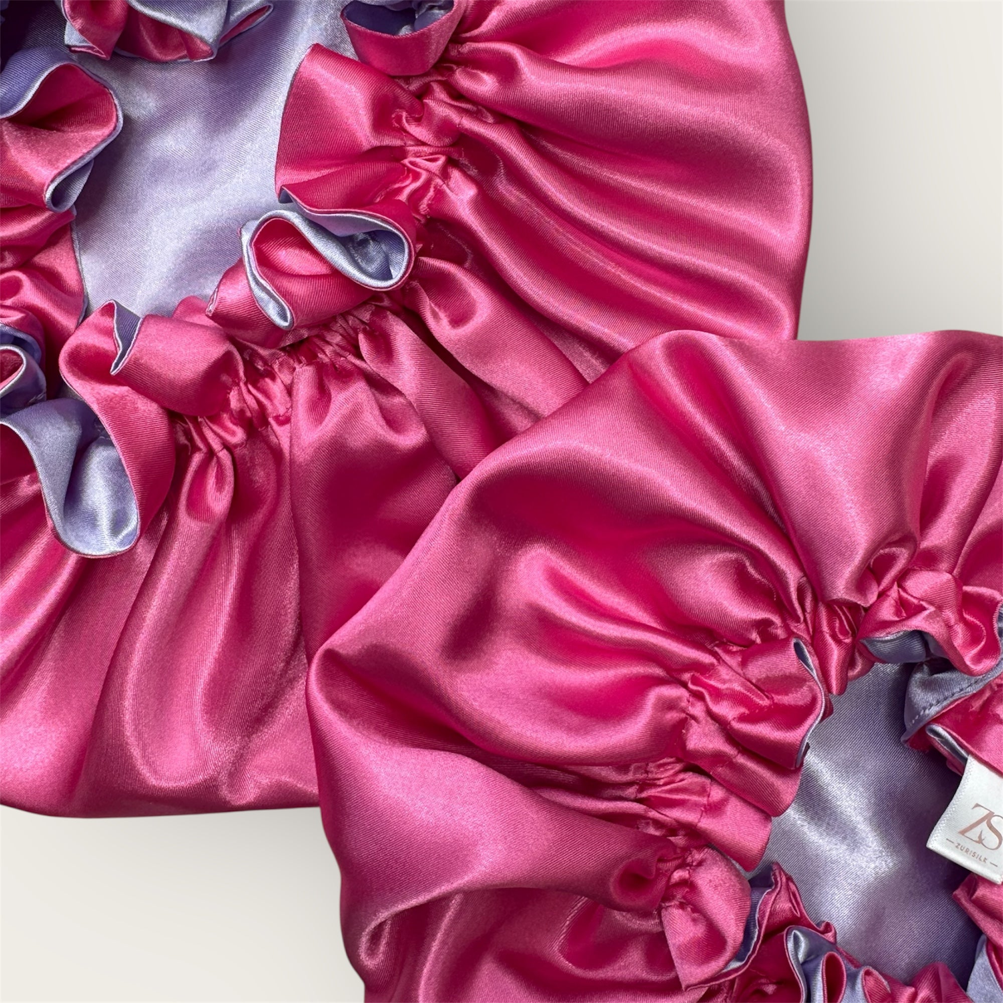 Mama & Mini Satin Set – Dubbelzijdige Bonnet voor Moeder & Kind – Pink Lilac