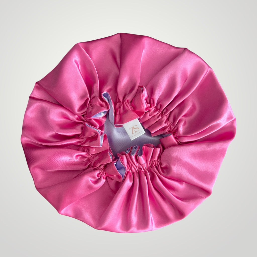 Dubbelzijdige Satijnen Meisjes Bonnet - Fushia Lila | Zacht & Beschermend voor Kinderhaar