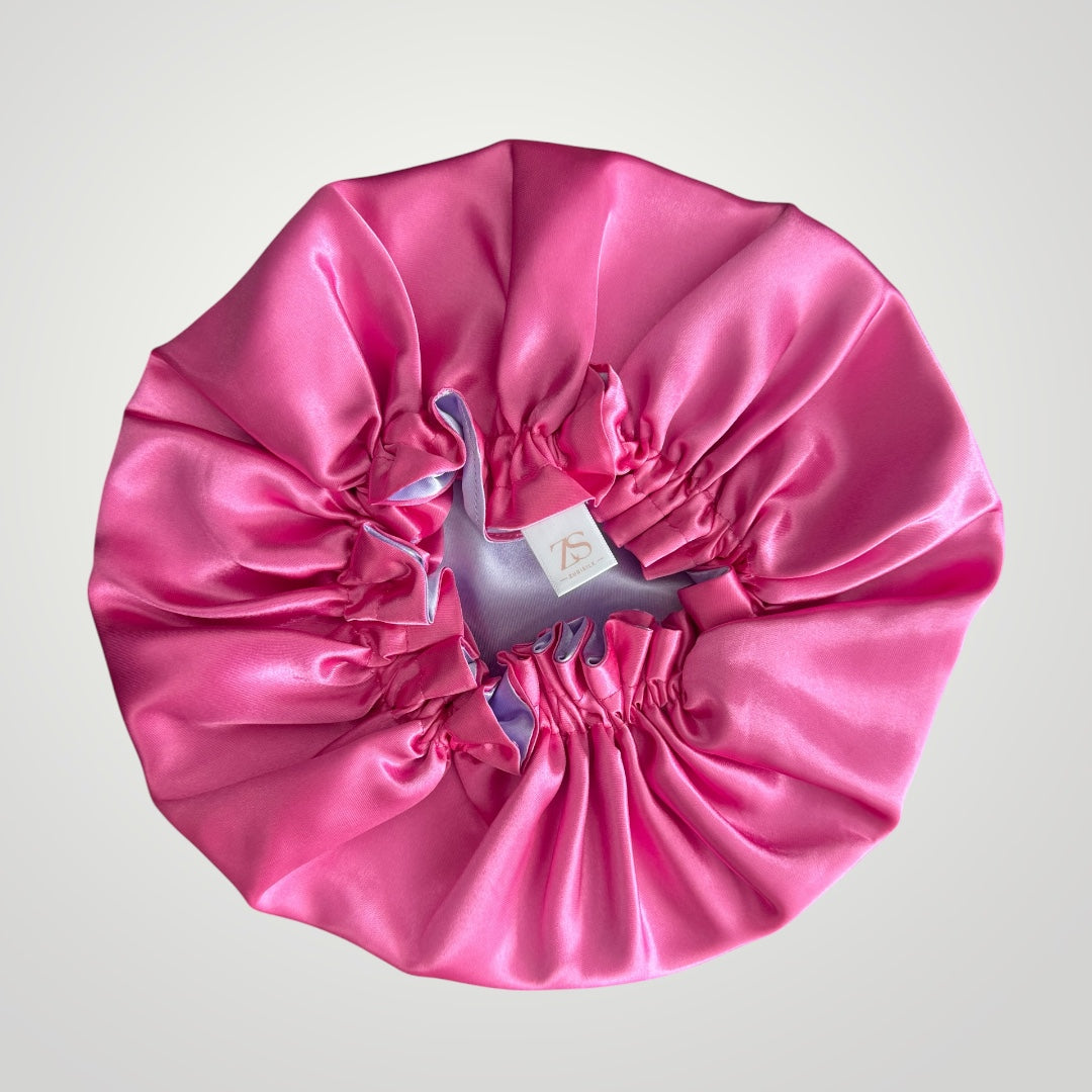 Dubbelzijdige Satijnen Meisjes Bonnet - Fushia Lila | Zacht & Beschermend voor Kinderhaar