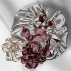 Satin Care Set - Dubbelzijdige Bonnet & 2 Luxe Scrunchies - Old Rose