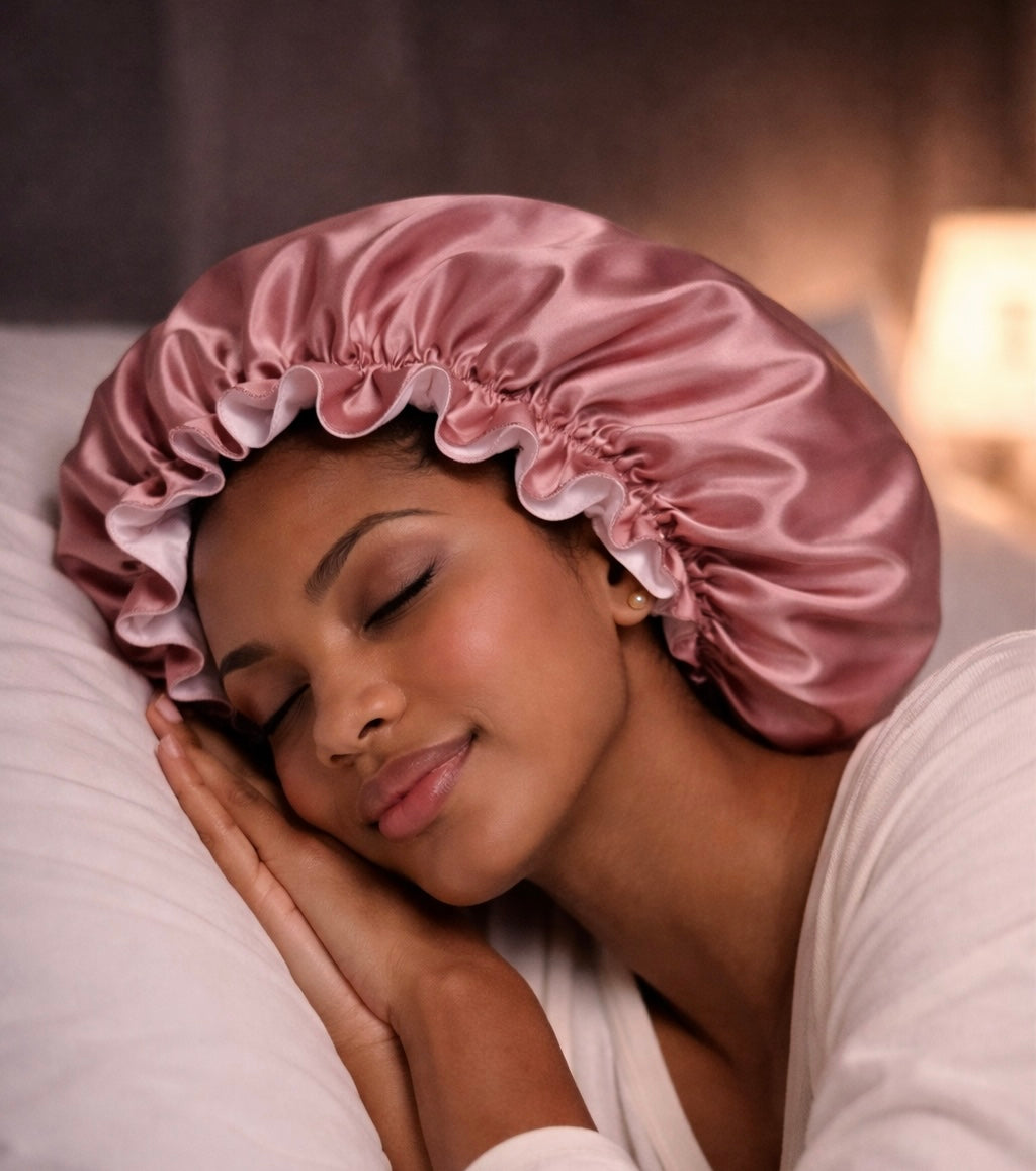 Dubbelzijdige Satijnen Bonnet – Rosy Duo | Luxe bescherming voor je haar