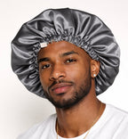 Dubbelzijdige Satijnen Heren Bonnet - Grey | Luxe bescherming voor je haar
