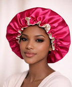 Dubbelzijdige Satijnen Bonnet – Pink Cream | Luxe bescherming voor je haar