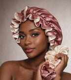 Satin Care Set - Dubbelzijdige Bonnet & 2 Luxe Scrunchies - Old Rose
