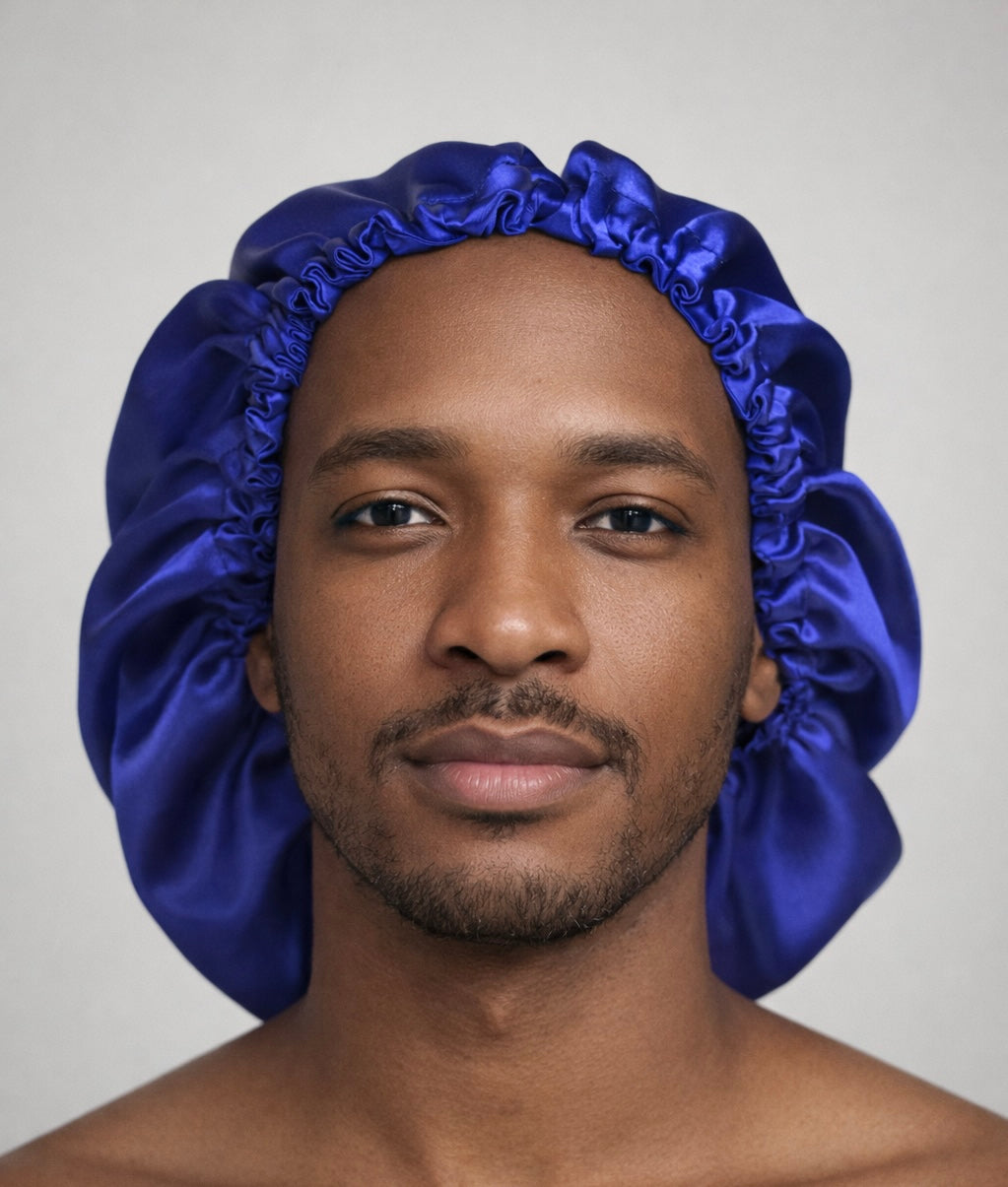 Dubbelzijdige Satijnen Heren Bonnet – Royal Blue | Luxe bescherming voor je haar