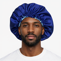Dubbelzijdige Satijnen Heren Bonnet - Blue Wave | Luxe bescherming voor je haar