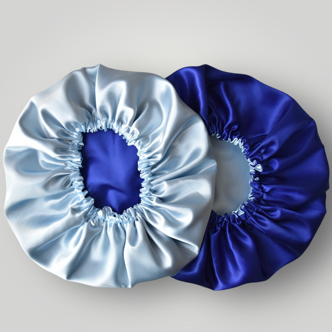 Dubbelzijdige Satijnen Heren Bonnet - Blue Wave | Luxe bescherming voor je haar