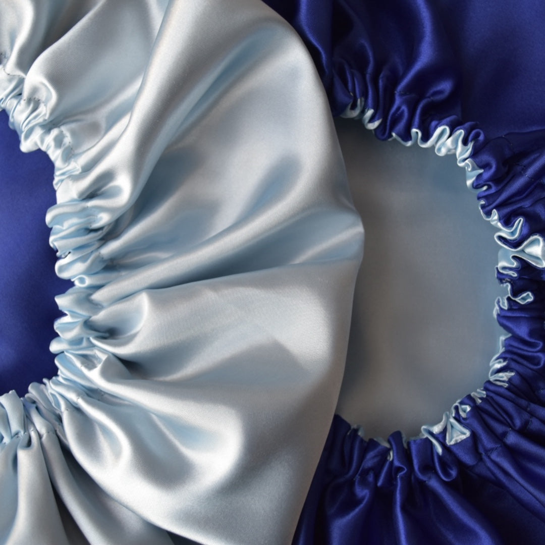 Dubbelzijdige Satijnen Heren Bonnet - Blue Wave | Luxe bescherming voor je haar